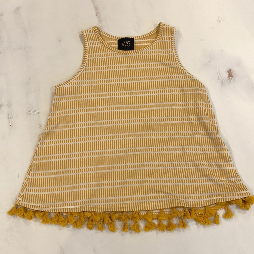 Anthropologie W5 Yellow Striped Tassel Tank Top